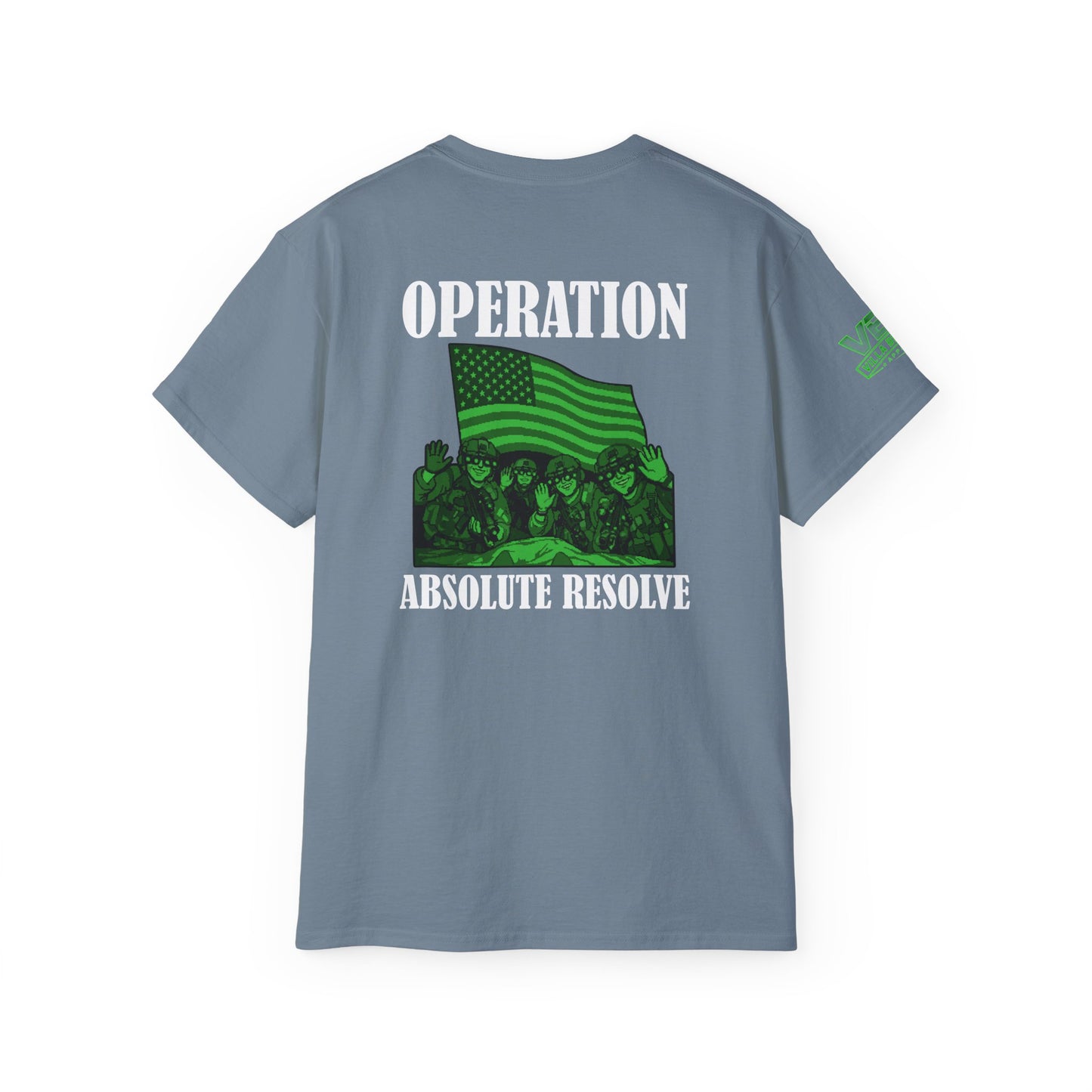 Operation Absolute Resolve Tee — VBA Military Flag Graphic T-Shirt